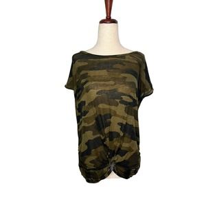Lucky Brand Medium Front Knot Camo Top